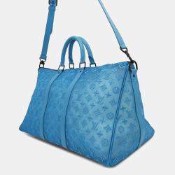 Louis Vuitton Turquoise Blue Monogram Mesh Keepall 50 Shoulder Bag