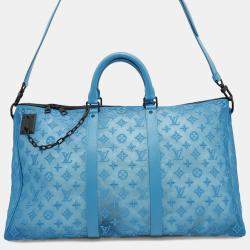 Louis Vuitton Turquoise Blue Monogram Mesh Keepall 50 Shoulder Bag