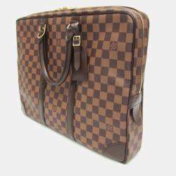  Louis Vuitton Brown Damier Ebene Canvas Voyage Document Bag 