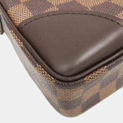  Louis Vuitton Brown Damier Ebene Canvas Voyage Document Bag 