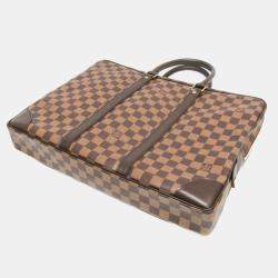  Louis Vuitton Brown Damier Ebene Canvas Voyage Document Bag 