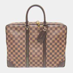  Louis Vuitton Brown Damier Ebene Canvas Voyage Document Bag 