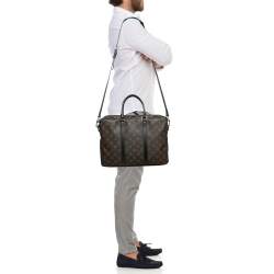 Louis Vuitton Monogram Macassar Canvas Porte Documents Voyage PM Bag