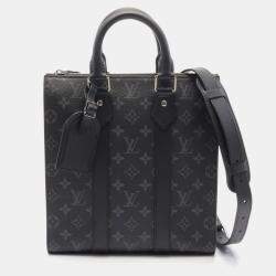 Louis Vuitton Sac Plat Cross Handbag Coated Canvas Leather Monogram Eclipse Black