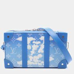 Louis Vuitton Soft Trunk Wallet Shoulder Bag Coated Canvas Leather Blue White Monogram Clouds