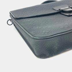 Louis Vuitton Monogram Taurillon S Lock Briefcase Tote Bag Business Handbag Leather Noir Black