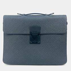 Louis Vuitton Monogram Taurillon S Lock Briefcase Tote Bag Business Handbag Leather Noir Black