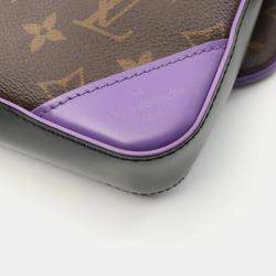 Louis Vuitton Trio Shoulder Bag Coated Canvas Leather Monogram Macassar Brown Black Purple