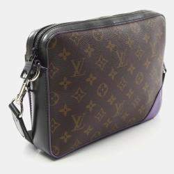 Louis Vuitton Trio Shoulder Bag Coated Canvas Leather Monogram Macassar Brown Black Purple