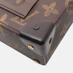 Louis Vuitton Vertical Box Trunk Monogram Handbag Coated Canvas Leather Brown Green