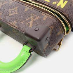 Louis Vuitton Vertical Box Trunk Monogram Handbag Coated Canvas Leather Brown Green