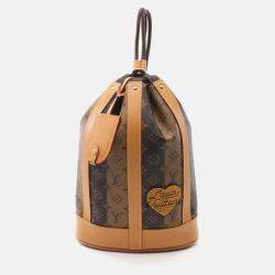 Louis Vuitton X Nigo Randonne Shoulder Bag Coated Canvas Leather Monogram Stripe Brown
