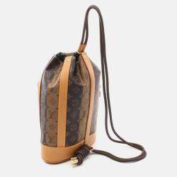 Louis Vuitton X Nigo Randonne Shoulder Bag Coated Canvas Leather Monogram Stripe Brown