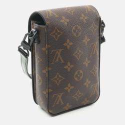 Louis Vuitton S-Lock Vertical Wearable Wallet Shoulder Bag Coated Canvas Leather Monogram Macassar Brown Black