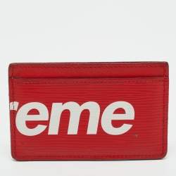 Pre Owned Louis Vuitton x Supreme Piment Epi Leather Porte Cartes Simple Card Holder 