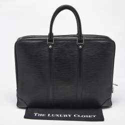 Pre Owned Louis Vuitton Black Epi Leather Porte Documents Voyage GM Bag
