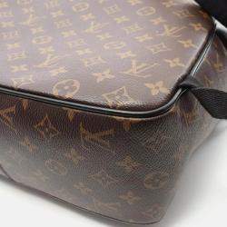 Pre Owned Louis Vuitton Josh Macassar Brown Black Monogram Coated Canvas Leather Backpack Bag