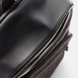 Pre Owned Louis Vuitton Josh NV Macassar Brown Black Monogram Coated Canvas Leather Backpack Bag