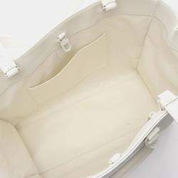 Pre Owned Louis Vuitton Sac Plat 24H White Taurillon Leather Tote Bag