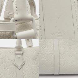 Pre Owned Louis Vuitton Sac Plat 24H White Taurillon Leather Tote Bag