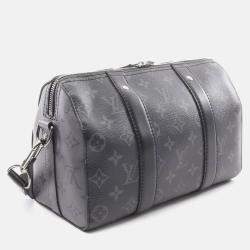 Pre Owned Louis Vuitton City Keepall Black Grey Monogram Eclipse Coated Canvas Leather Shoulder Bag