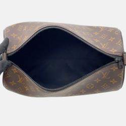 Pre Owned Louis Vuitton Soft Polochon Noir Monogram Macassar Coated Canvas Boston Bag