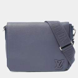 Pre Owned Louis Vuitton Take Off Navy Aerogram Leather Shoulder Bag
