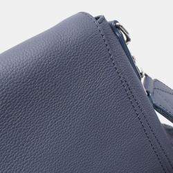 Pre Owned Louis Vuitton Take Off Navy Aerogram Leather Shoulder Bag