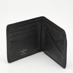 Pre Owned Louis Vuitton Black Leather LV Circle Bifold Wallet