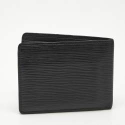 Pre Owned Louis Vuitton Black Leather LV Circle Bifold Wallet