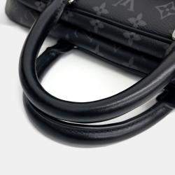 Pre Owned Louis Vuitton Black Leather Weekender Bag