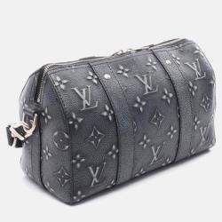 Pre Owned Louis Vuitton City Keepall Gray Monogram Charcoal Leather Shoulder Bag