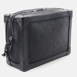 Pre Owned Louis Vuitton Soft Trunk Black Monogram Taurillon Leather Shoulder Bag