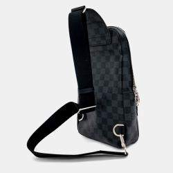 Pre Owned Louis Vuitton Graphite Avenue Black Canvas Slingback