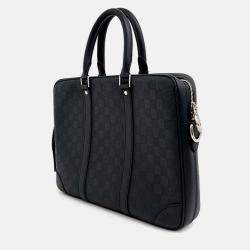 Pre Owned Louis Vuitton Black Coated canvas Damier Infini Porte Document Jour