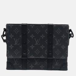 Pre Owned Louis Vuitton Black Coated Canvas and Leather Trunk Messenger Bag