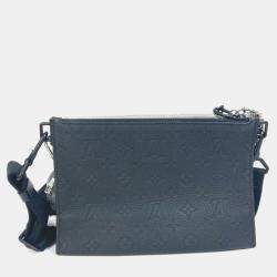 Pre Owned Louis Vuitton Damier Glitter Trio Pouch NM Silver Taurillon Leather Shoulder Bag