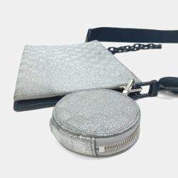 Pre Owned Louis Vuitton Damier Glitter Trio Pouch NM Silver Taurillon Leather Shoulder Bag
