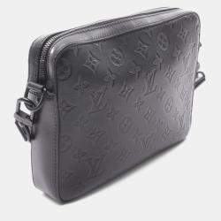 Pre Owned Louis Vuitton Duo Messenger Black Monogram Shadow Leather Shoulder Bag