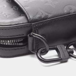 Pre Owned Louis Vuitton Duo Messenger Black Monogram Shadow Leather Shoulder Bag
