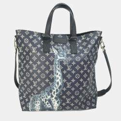 Pre Owned Louis Vuitton Jake and Dinos Chapman Savannah Monogram Navy Canvas Tote Bag