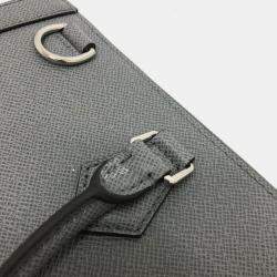 Pre Owned Louis Vuitton Slim Briefcase Grey Leather Top Handle Bag
