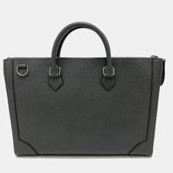 Pre Owned Louis Vuitton Slim Briefcase Grey Leather Top Handle Bag