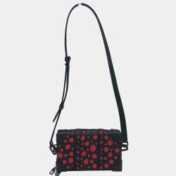 Pre Owned Louis Vuitton Soft Trunk Black/Red Infinity Dot Leather Wallet