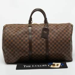Pre Owned Louis Vuitton Damier Ebene Canvas Keepall Bandouliere 55 Bag