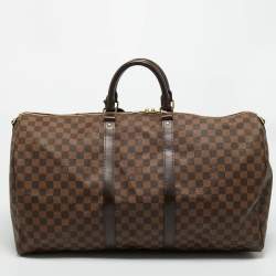 Pre Owned Louis Vuitton Damier Ebene Canvas Keepall Bandouliere 55 Bag