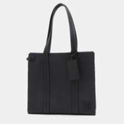 Pre Owned Louis Vuitton Take Off Aerogram Black Leather Tote Bag
