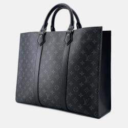 Pre Owned Louis Vuitton Black Monogram Eclipse Sac Plat 24H Tote