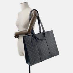 Pre Owned Louis Vuitton Black Monogram Eclipse Sac Plat 24H Tote