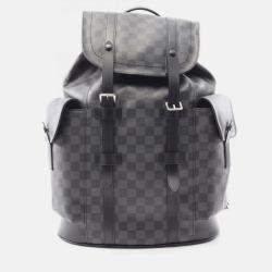 Pre Owned Louis Vuitton Christopher Pm Backpack Coated Canvas And Leather With Damier Graphite Pattern Black
